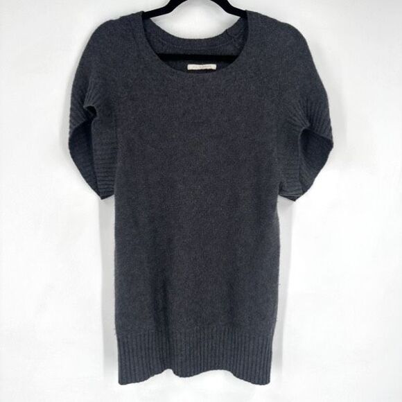 Y2K‎ Velvet by Graham & Spencer Cashmere Short Sleeve Gray Tunic Sweater Small - Picture 1 of 9